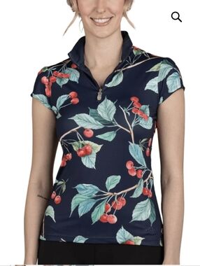 NWT Kastel Denmark cap sleeve quarter zip shirt  size L